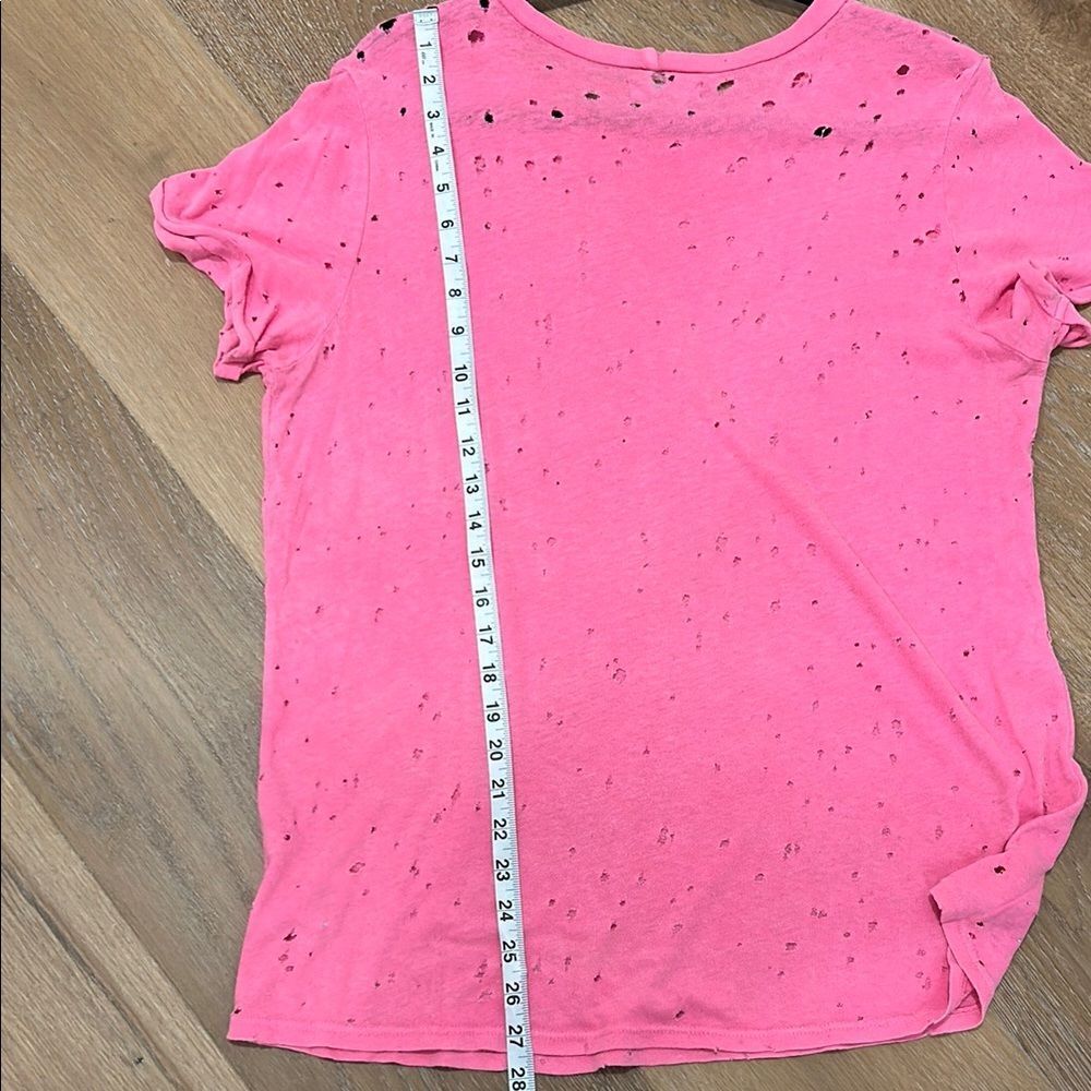 Michael Lauren Hot Pink Distressed Short Sleeve Tee - Picture 10 of 11